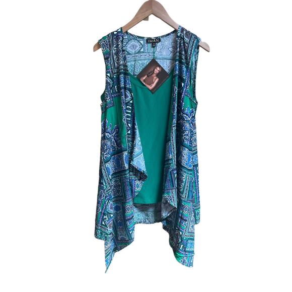 IMAN City Chic Scarf Vest Shirt Top‎ with Attached Tank Size Small NWT - Picture 1 of 10